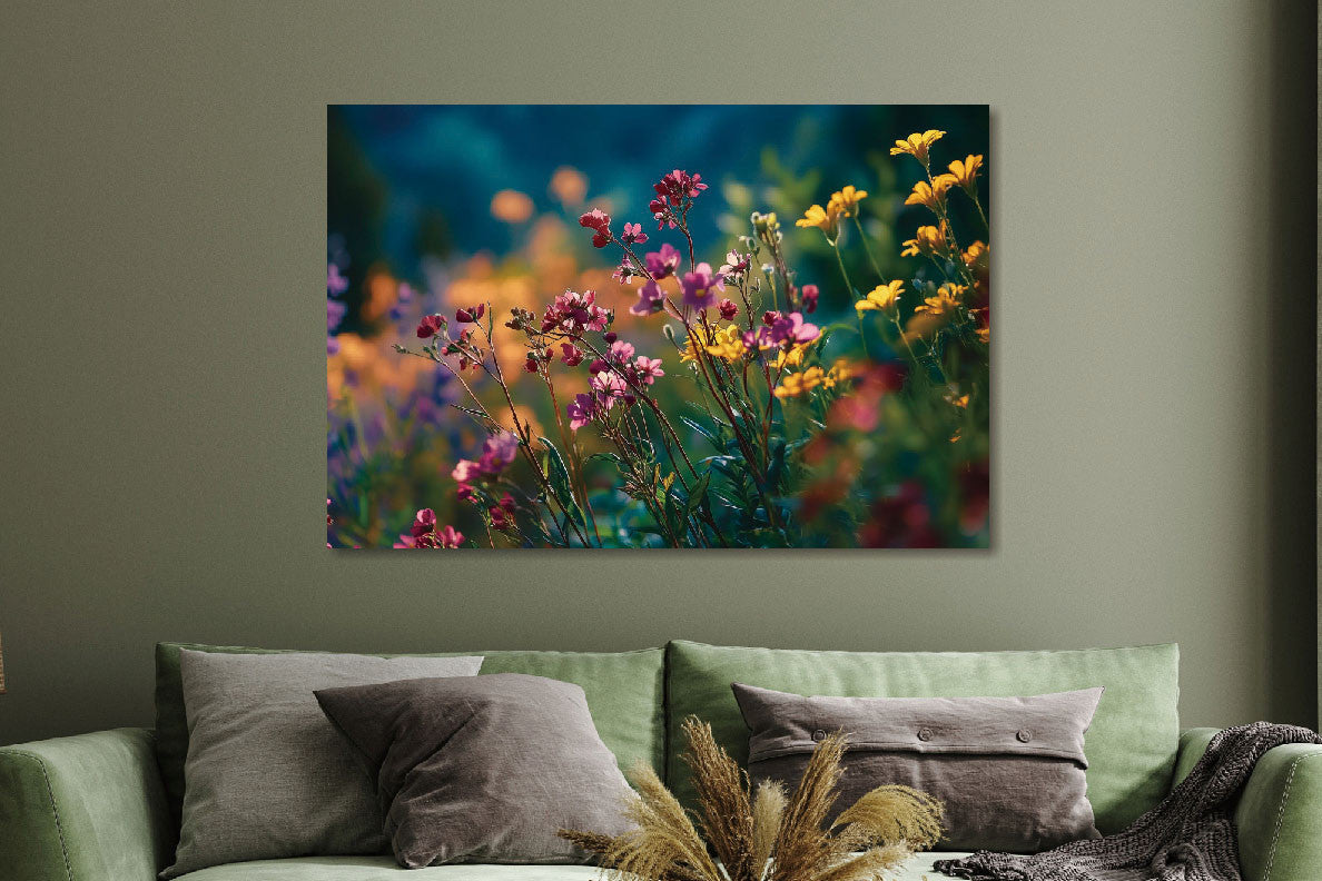 Glasbild «Blumen in der Natur» 80 × 120 cm – Ansicht 2