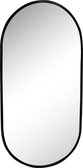 Ovaler Spiegel Schwarz mit Aluminiumrahmen 50 × 100 cm
