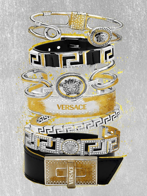 Glasbild «Modische Armbänder» 60 × 80 cm – Goldfolie (Art. GLAS060080F-412)