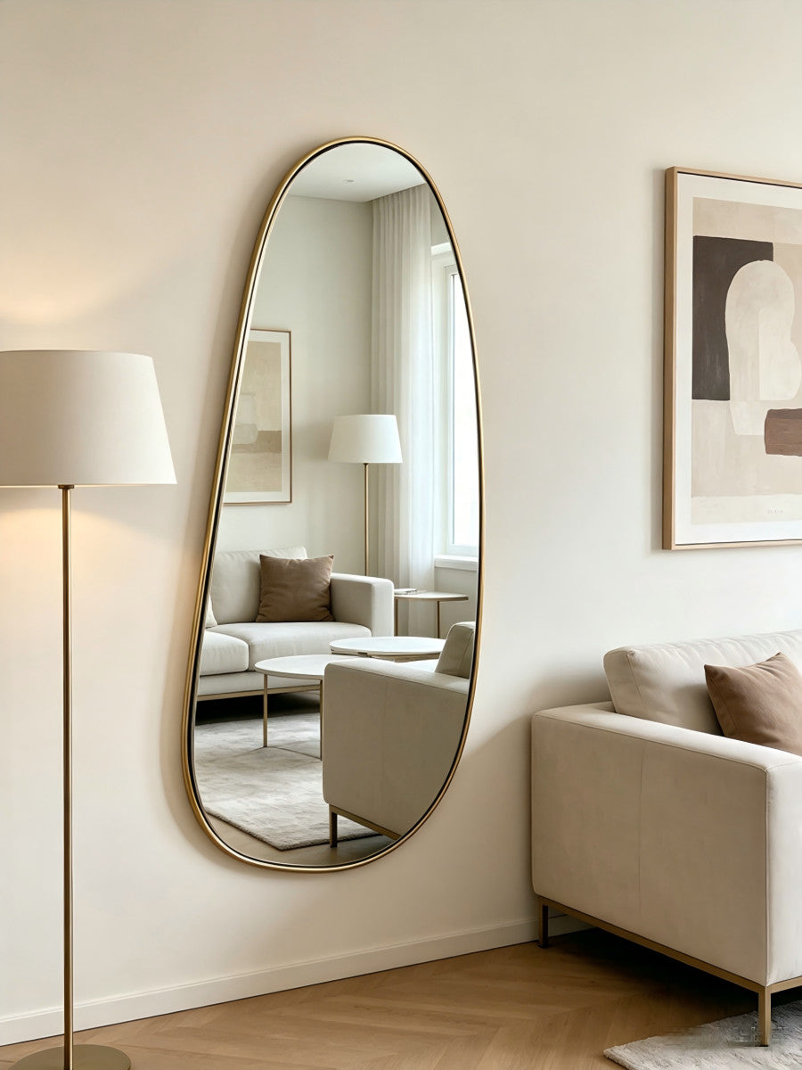 Spiegel in Eiform Gold mit Aluminiumrahmen 60 × 160 cm – Ansicht 2