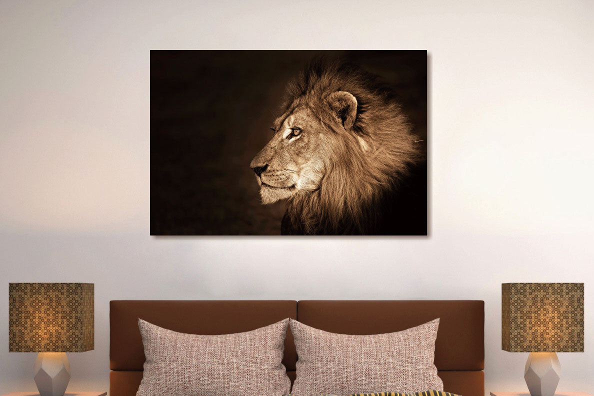Glasbild «Löwenkopf (rechts)» 120 × 80 cm – Ansicht 2