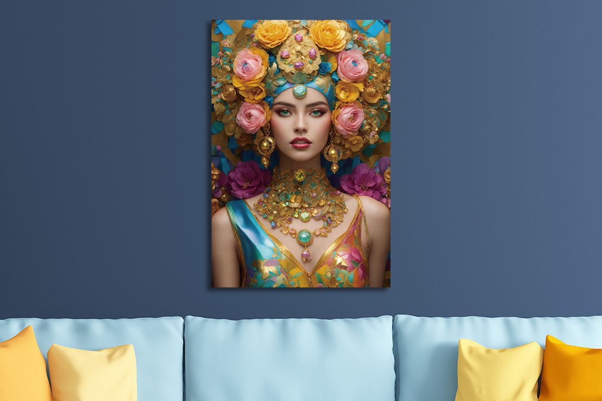 Glasbild «Frau mit Rosen» 80 × 120 cm – Ansicht 2