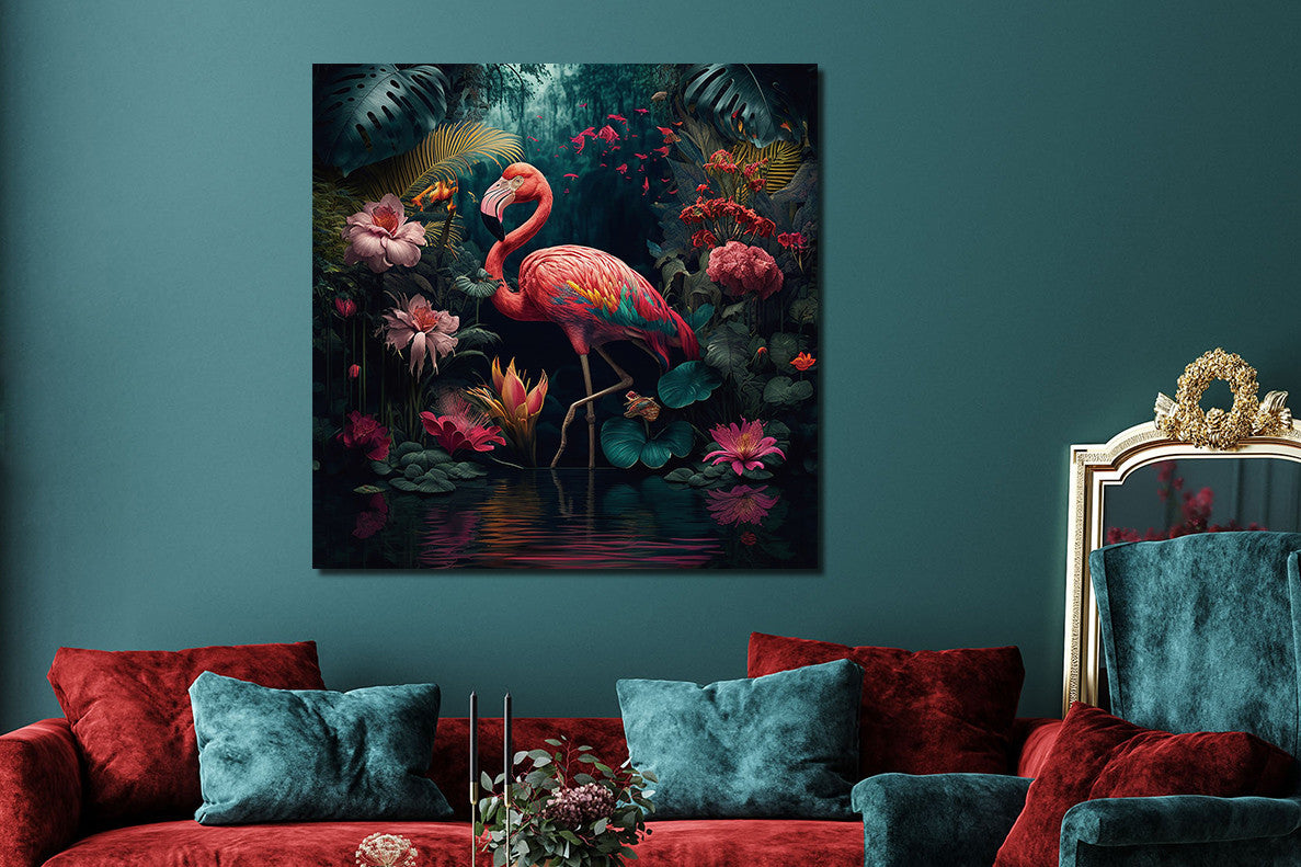 Glasbild «Flamingo (links)» 80 × 80 cm – Ansicht 2
