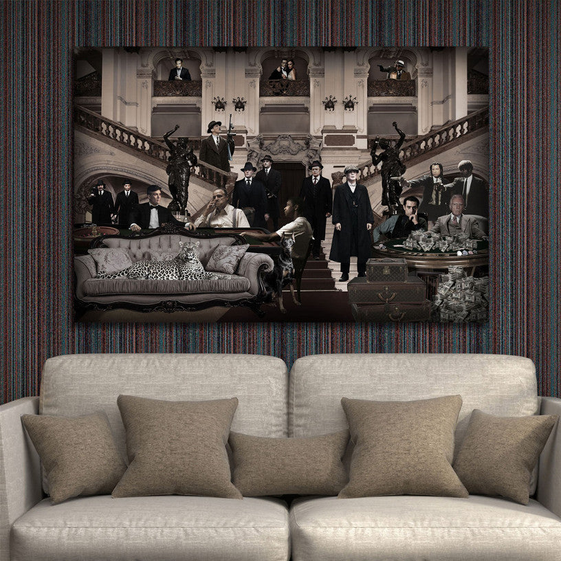 Glasbild «Mafia schwarz/weiss» 160 × 110 cm – Ansicht 2