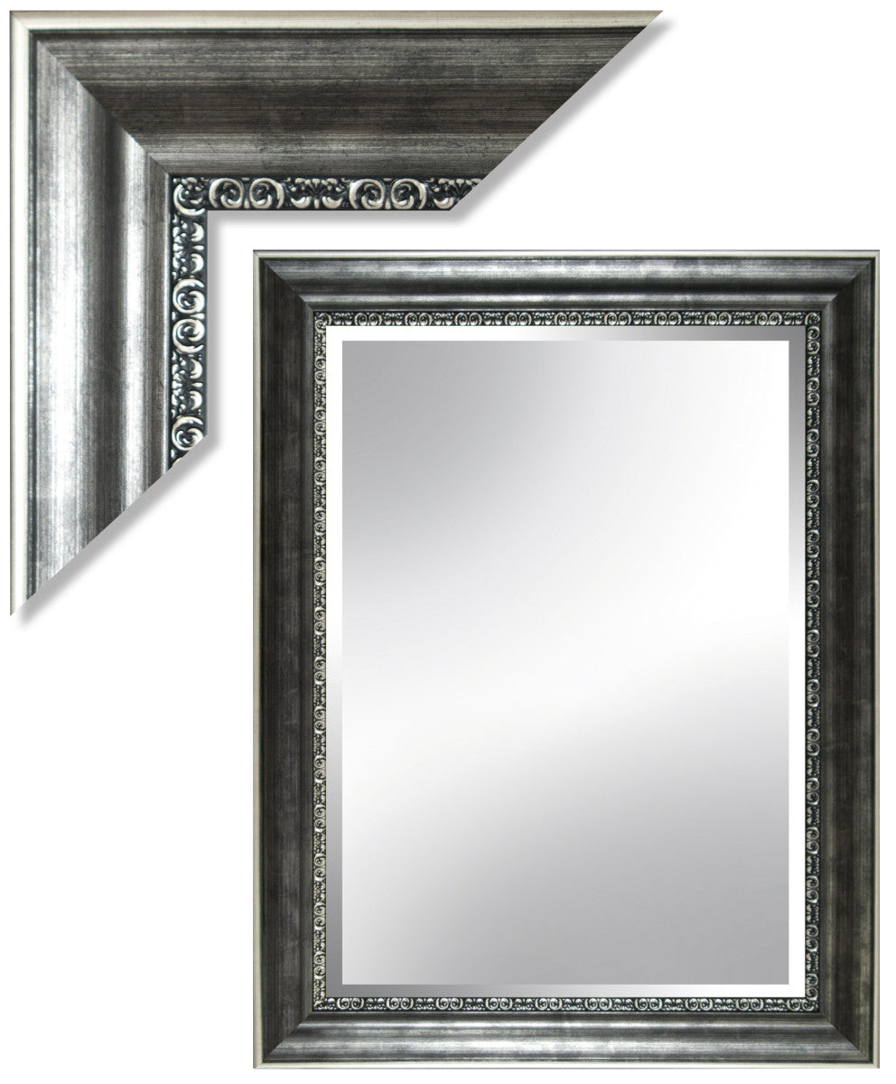 Facettenspiegel mit Rahmen Schwarz-Silber 45 × 106 cm