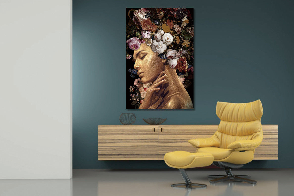 Glasbild «Funkelnde Blumen» 80 × 120 cm – Ansicht 2