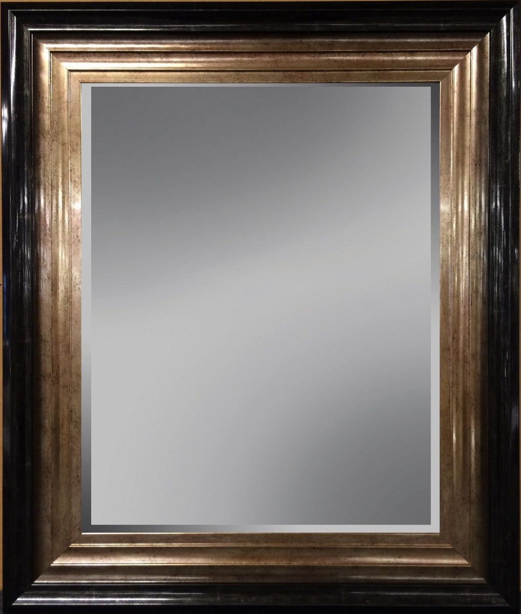 Facettenspiegel mit Rahmen Schwarz-Champagner 76 × 176 cm