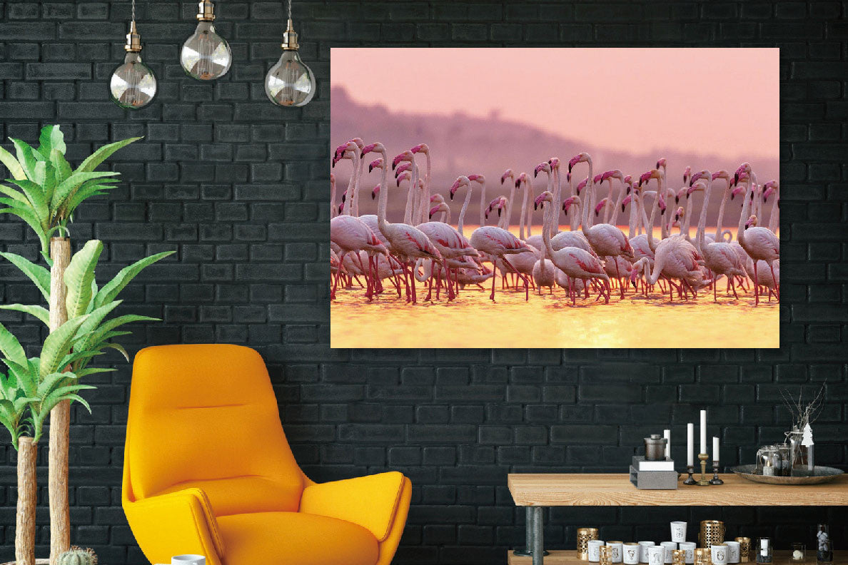 Glasbild «Flamingos» 120 × 80 cm (Art. GLAS080120-1181) – Ansicht 2