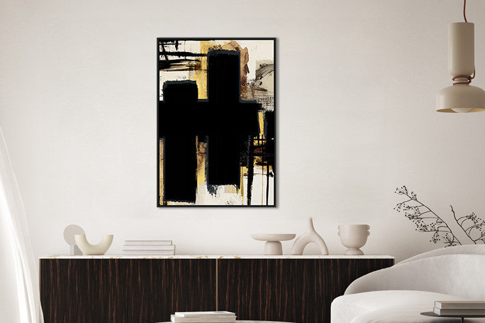 Leinwand inkl. Rahmen 80x120cm 'Black 'n Gold' Material: Acrylfarbe + Goldfolie
