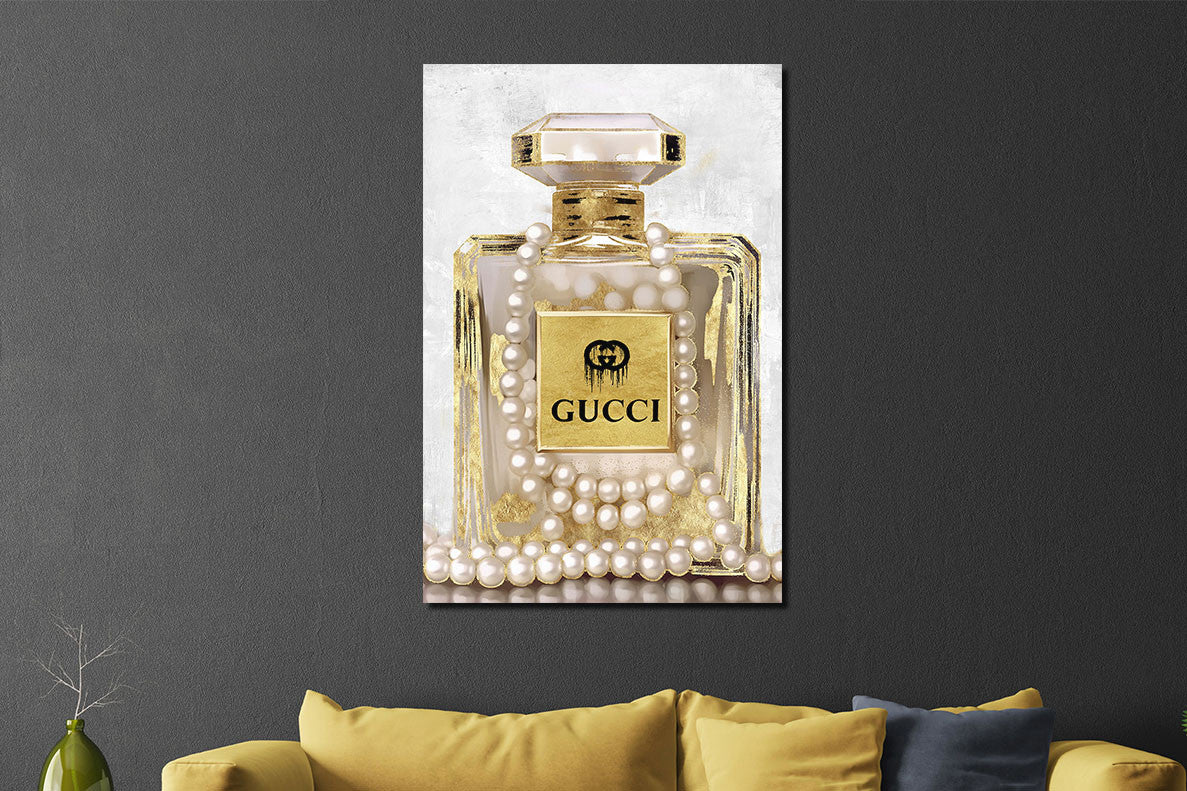 Glasbild «Goldene Parfümflasche» 80 × 120 cm (Art. GLAS080120C-805) – Ansicht 2