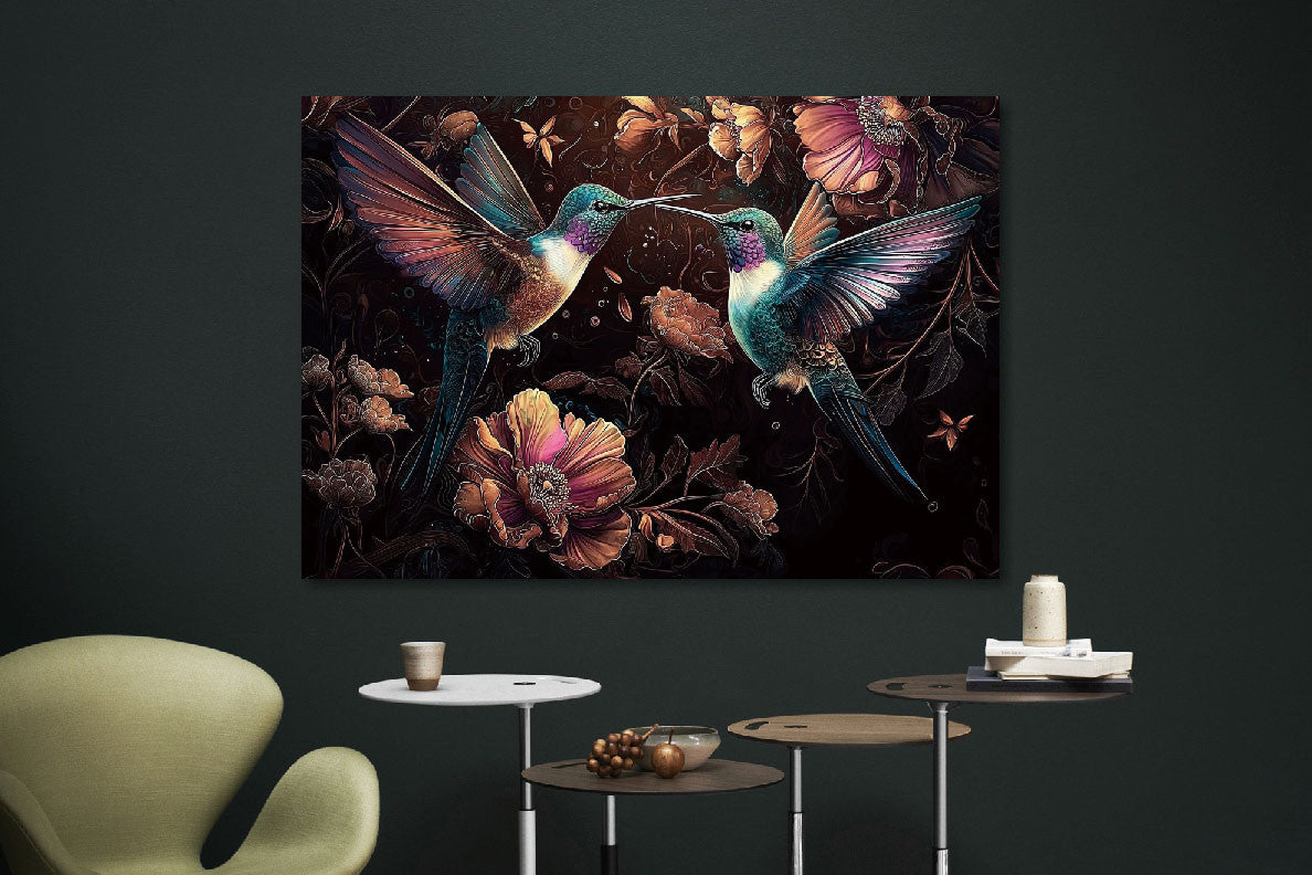 Glasbild «Küssende Kolibris» 110 × 160 cm – Ansicht 2