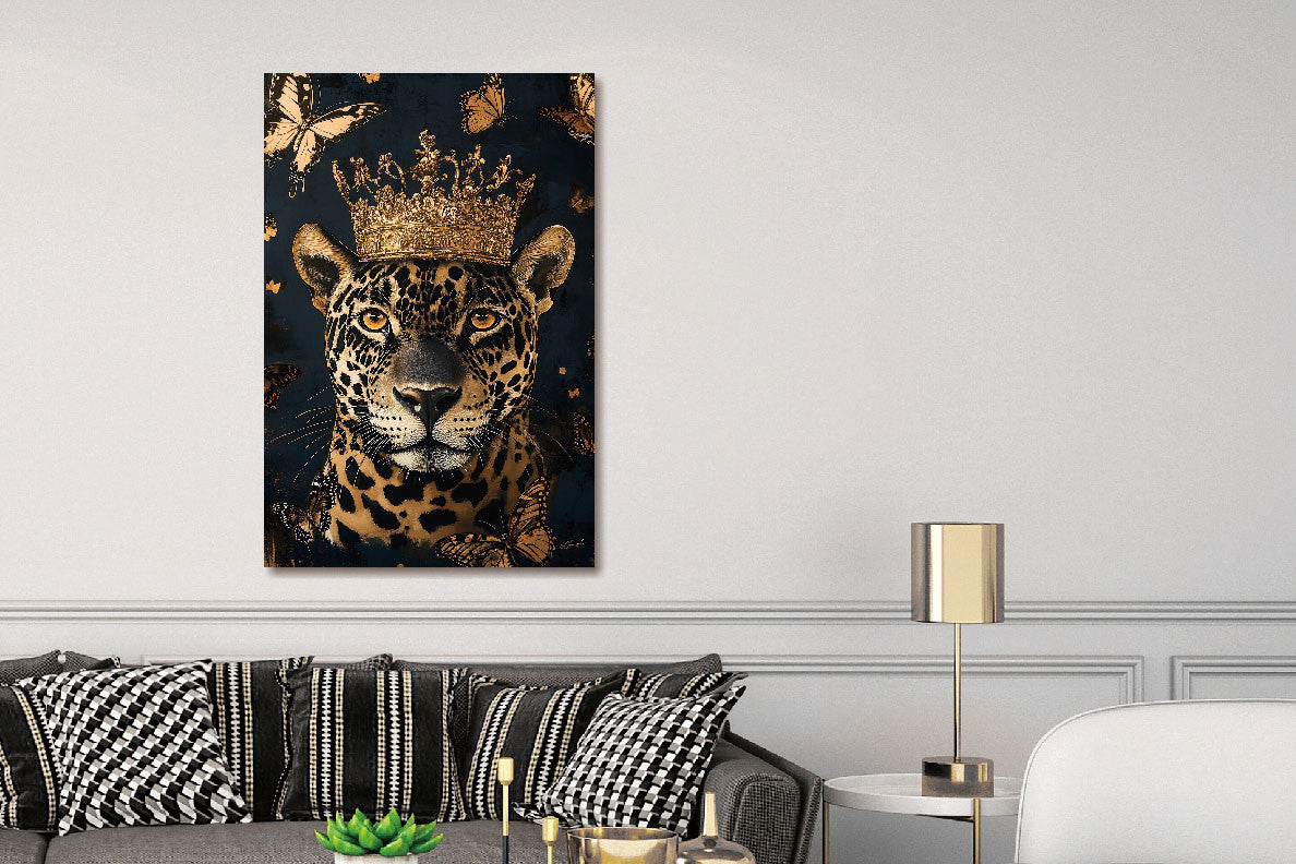 Glasbild «Panther mit Krone» 80 × 120 cm – Ansicht 2