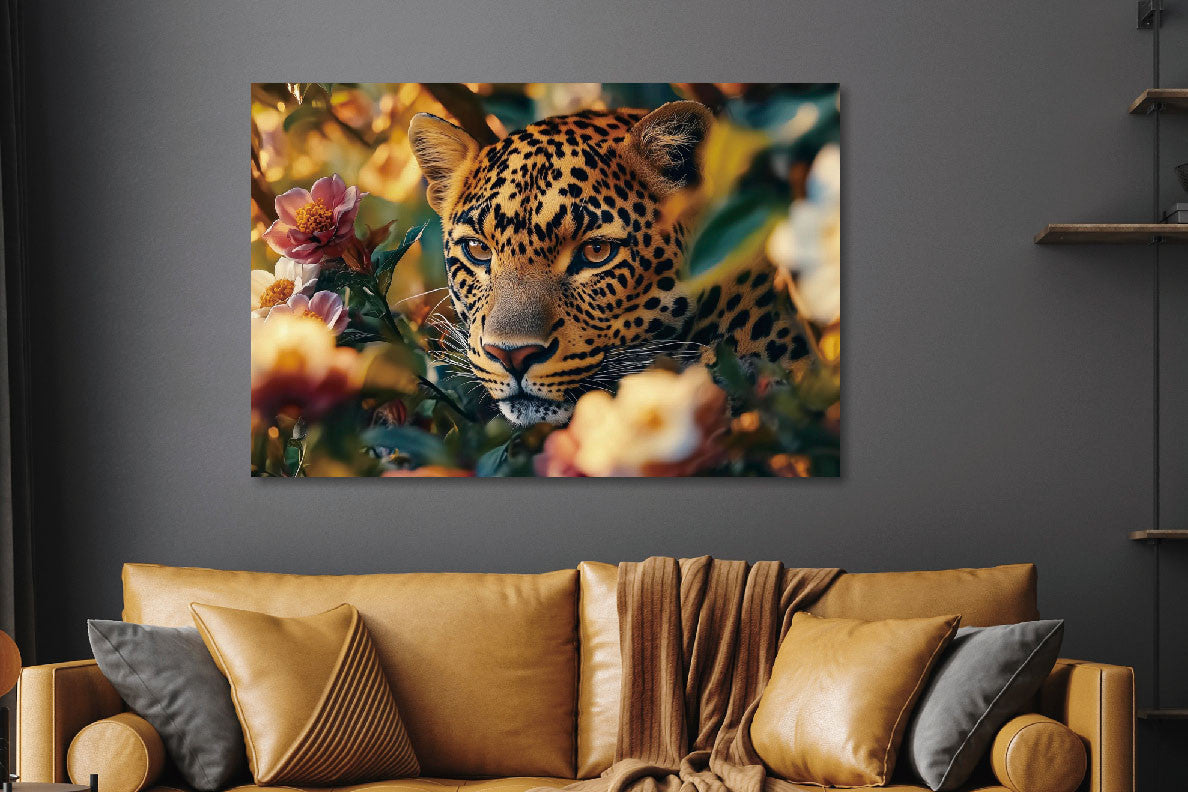 Glasbild «Versteckter Panther» 80 × 120 cm – Ansicht 2