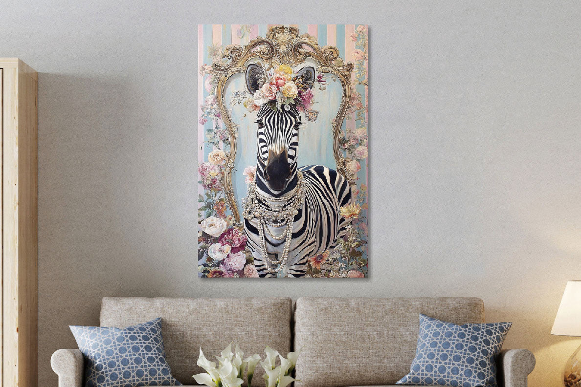 Glasbild «Zebra im Spiegel» 80 × 120 cm – Ansicht 2