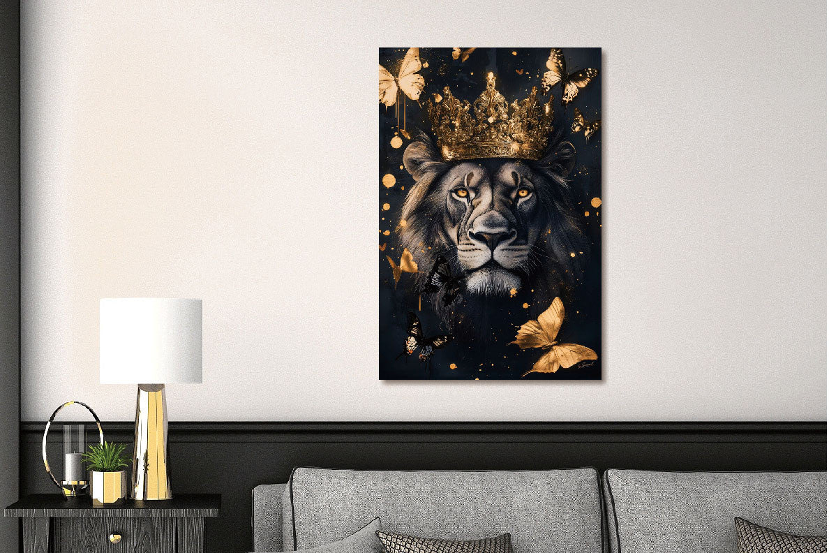 Glasbild «Löwe mit Krone» 80 × 120 cm (Art. GLAS080120BS-662) – Ansicht 2
