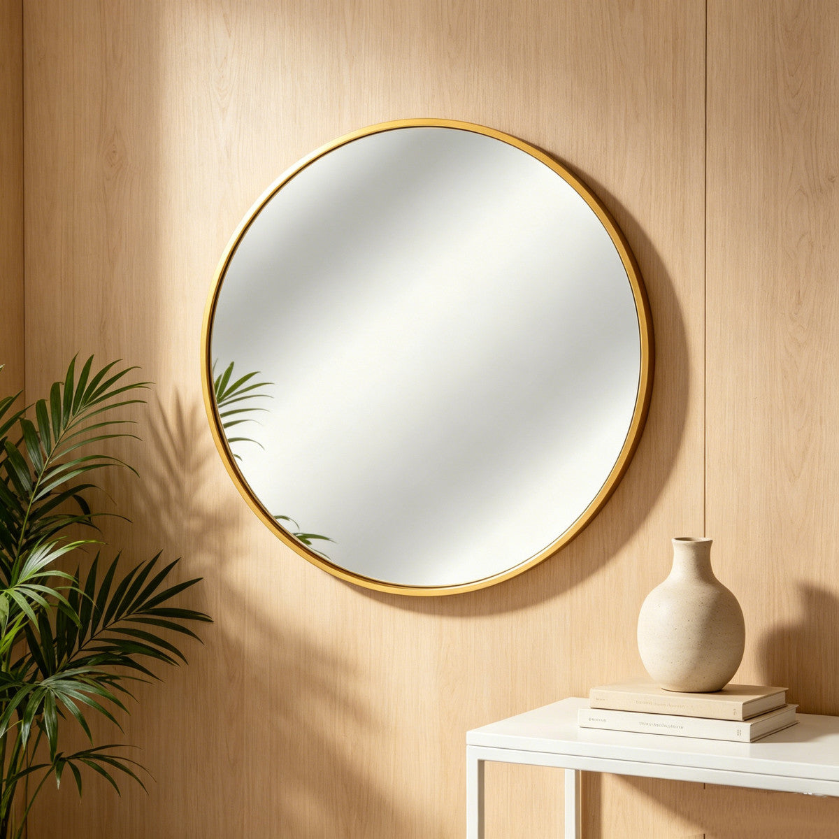 Runder Spiegel Gold mit Aluminiumrahmen Ø 60 cm – Ansicht 2