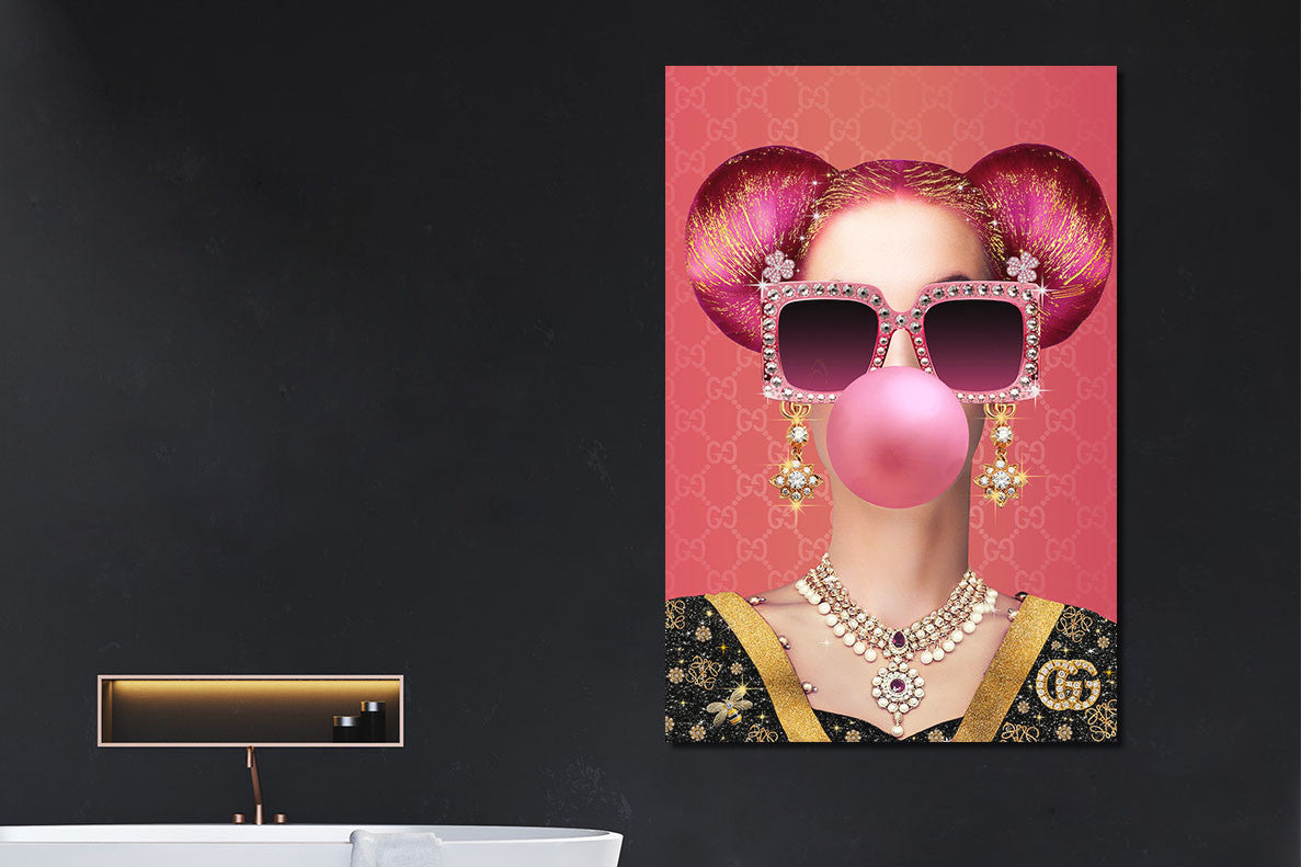 Glasbild «Bubblegum» 80 × 120 cm – Ansicht 2