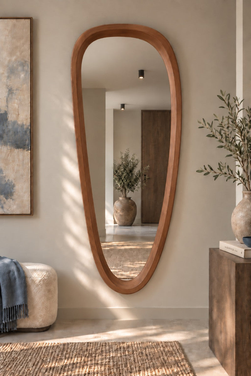 Spiegel in Eiform Braun mit Holzrahmen 70 × 150 cm – Ansicht 2