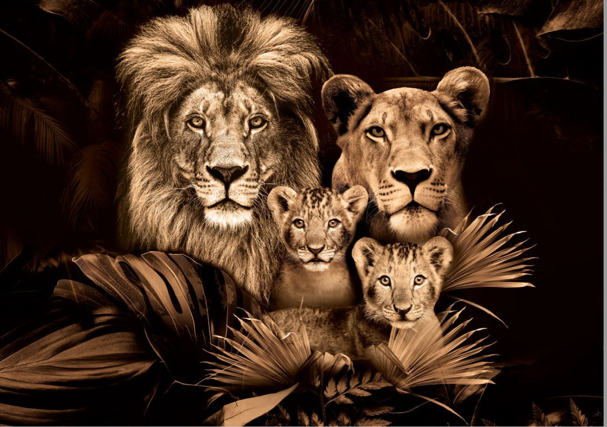 Glasbild «Löwenfamilie» 120 × 80 cm (Art. GLAS080120-676)