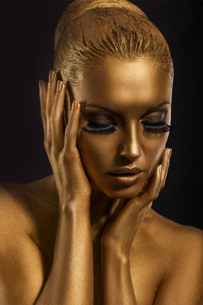 Glasbild «Goldene Frau» 80 × 120 cm (Art. GLAS080120-635)