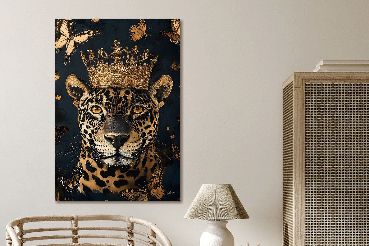 Glasbild «Panther mit Krone» 110 × 160 cm – Ansicht 2