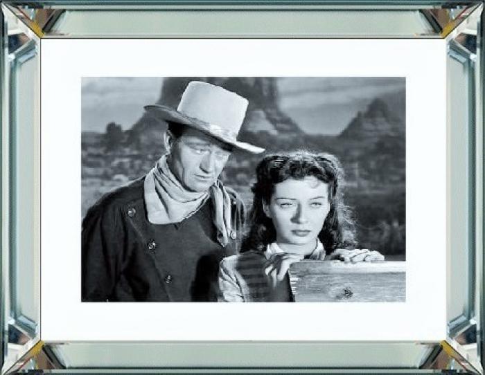 Kunstdruck mit Spiegelrahmen 80 × 60 cm – Motiv Johnwayne