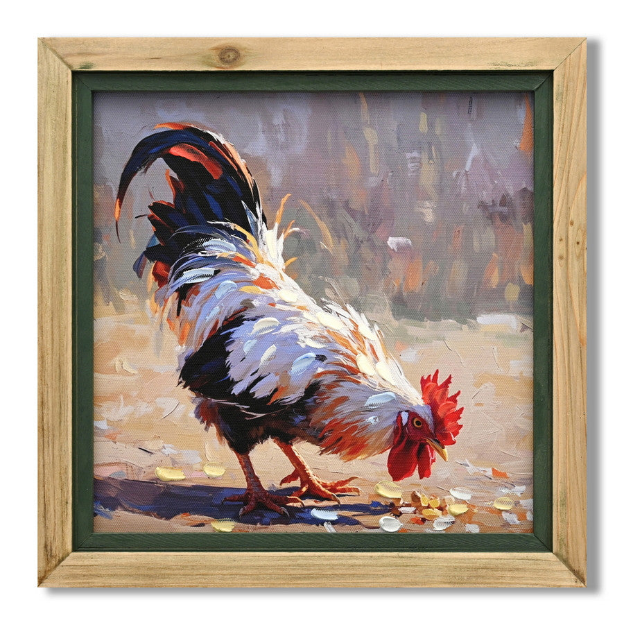 Leinwandbild «Huhn 1» mit Holzrahmen 30 × 30 cm – Handgemalt