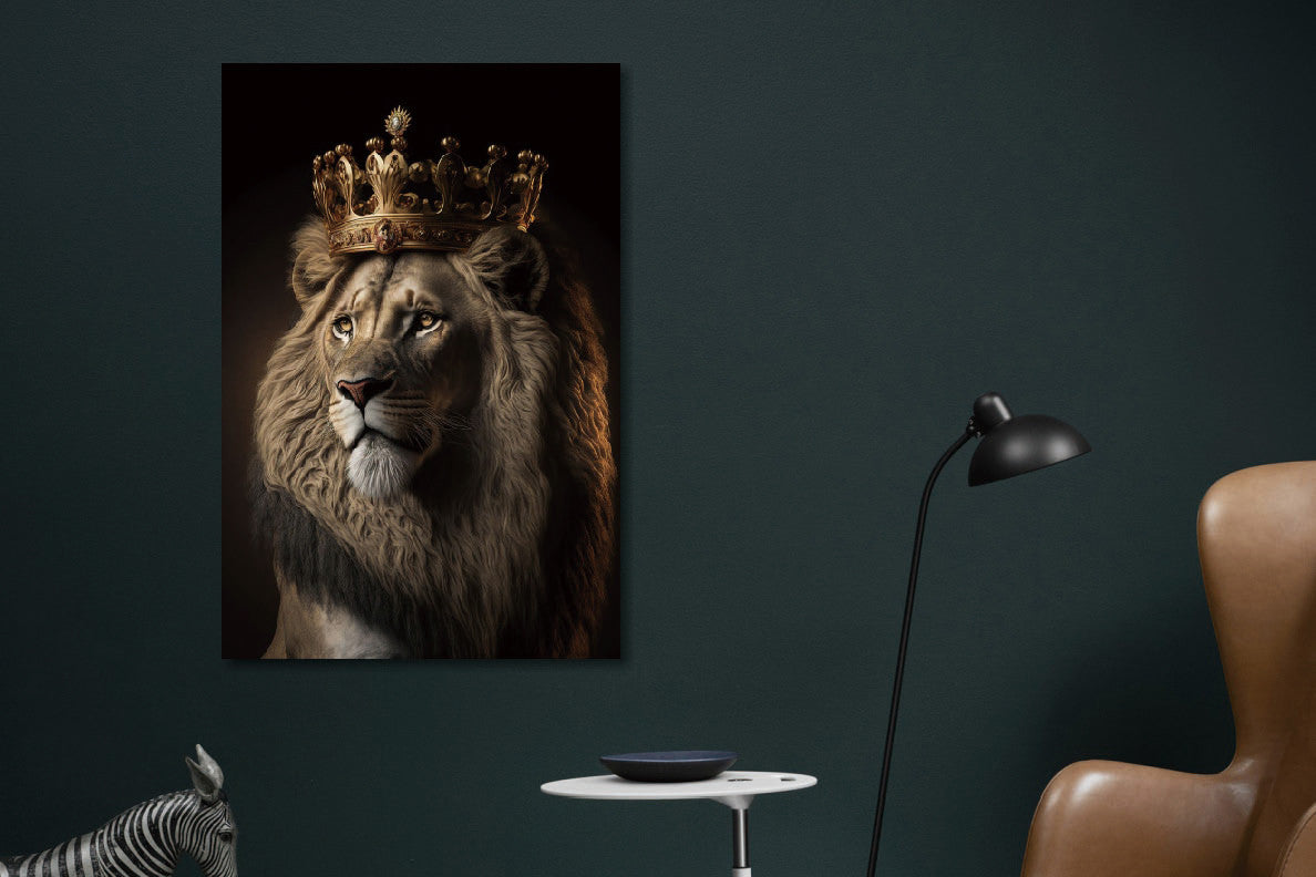 Glasbild «Löwe mit Krone» 80 × 120 cm (Art. GLAS080120-1008) – Ansicht 2