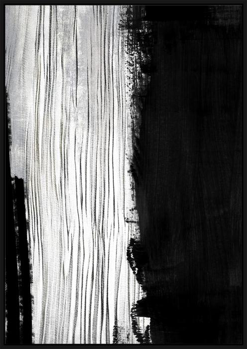 Olieverfschilderij incl. baklijst zwart 90x120cm 'White 'n Black' Materiaal: acrylverf+gerecycled papier