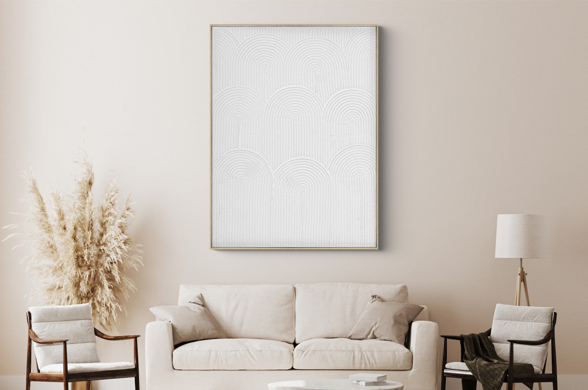 Ölgemälde «Bögen Weiss» 100 × 140 cm mit Rahmen