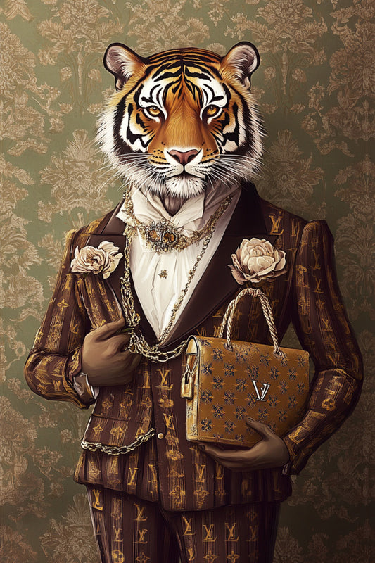 Glasbild «Tiger im Anzug» 80 × 120 cm – 3D-Relief