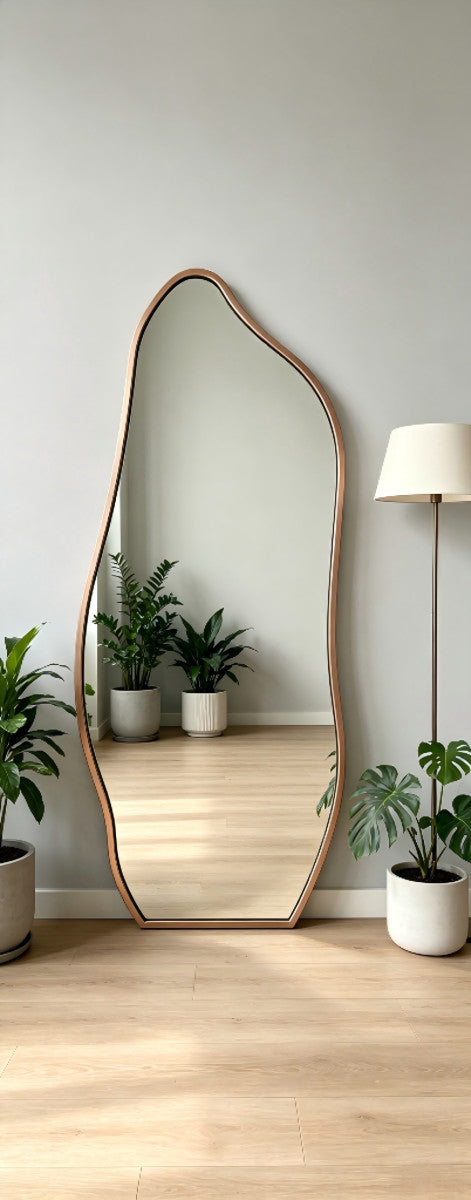 Spiegel in Wellenform Platin mit Aluminiumrahmen 80 × 200 cm – Ansicht 2