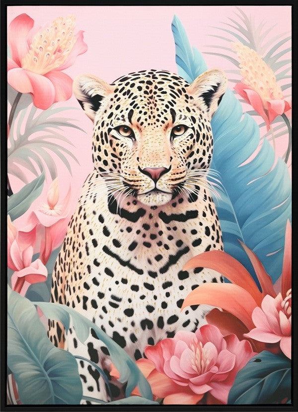 Canvas incl. lijst 53x73cm Glitter & glans finish Panter