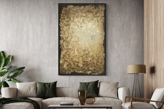 Ölgemälde «Goldene Blitze» 100 × 150 cm mit Rahmen
