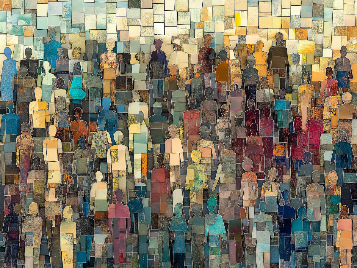 Glasbild «Menschenmenge» 120 × 80 cm