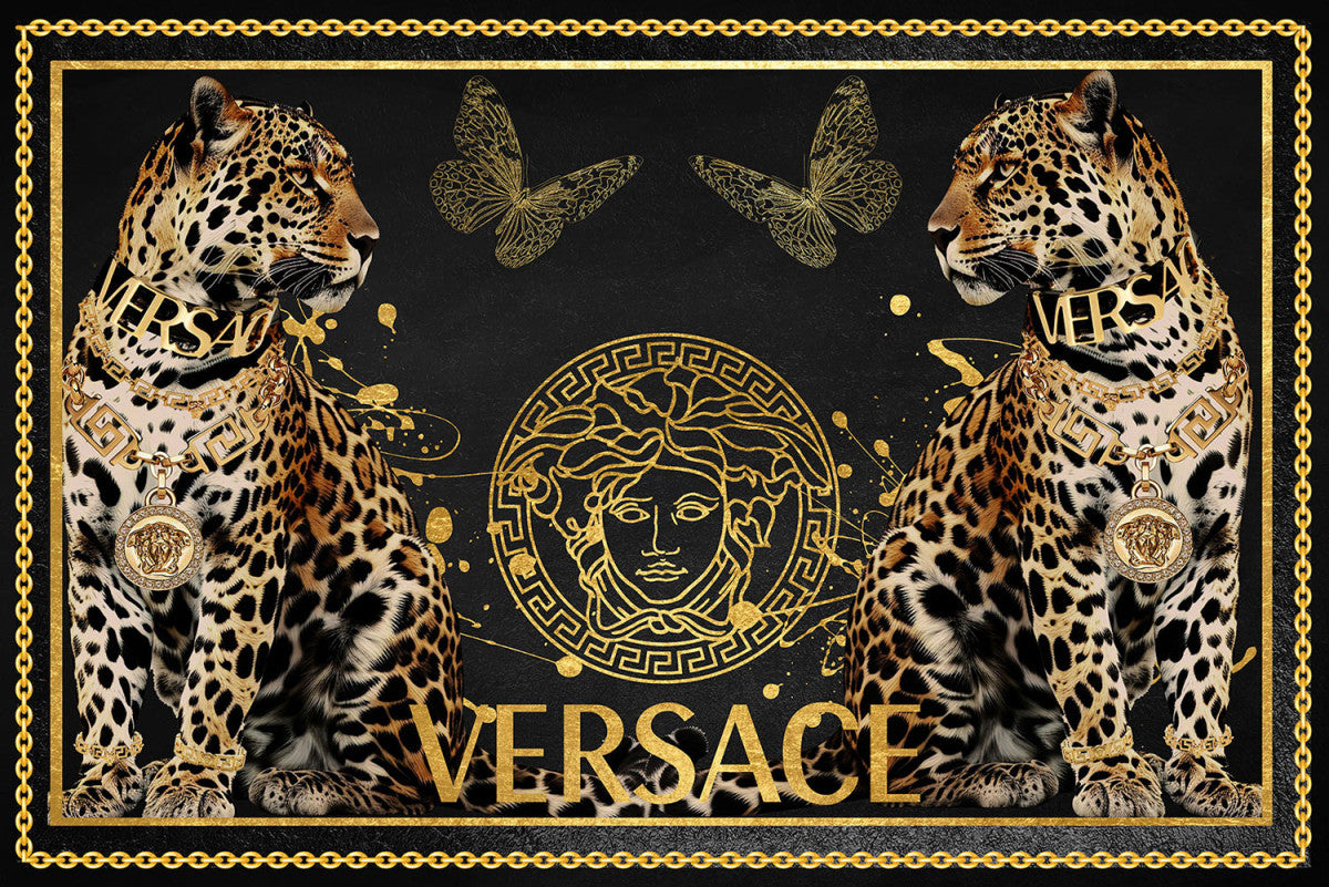 Glasschilderij 80x120cm Gouden panters