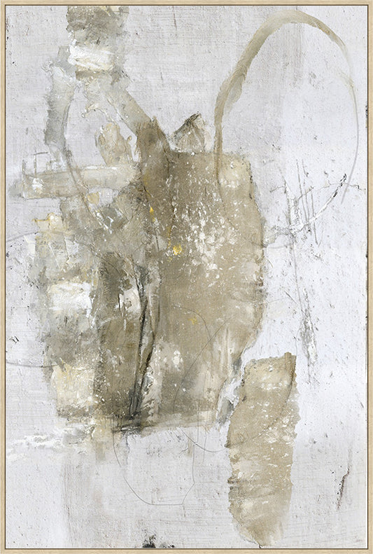 Canvas incl. lijst 80x120cm Handgeschilderd 'Wit/goud'