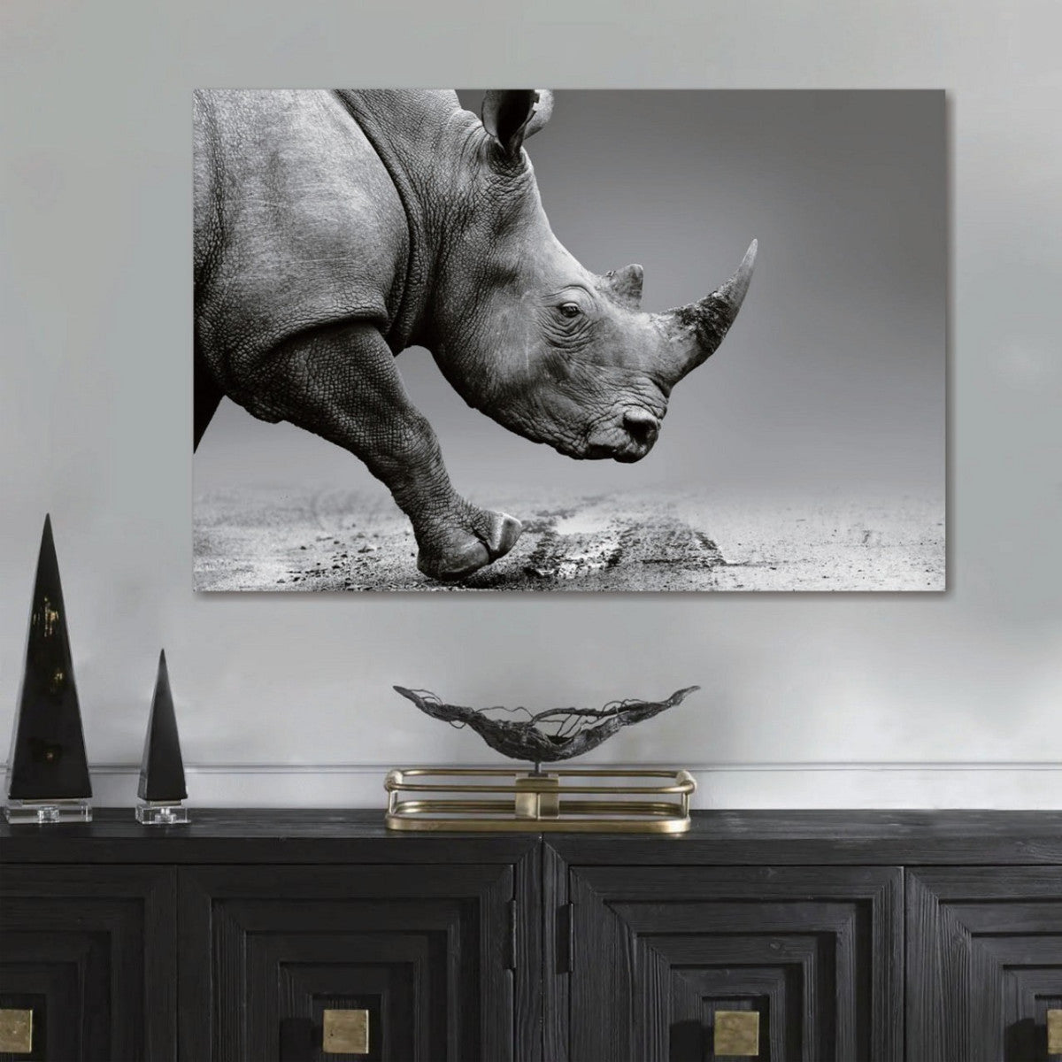 Glasbild «Nashorn» 120 × 80 cm – Ansicht 2