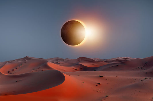 Glasschilderij 120x80cm Woestijn in de nacht