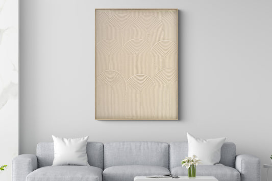 Ölgemälde «Bögen Beige» 100 × 140 cm mit Rahmen