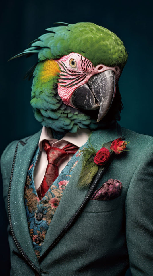 Glasschilderij 55x100cm Groene papegaai