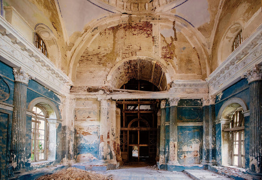 Glasschilderij 160x110cm Verlaten gebouw