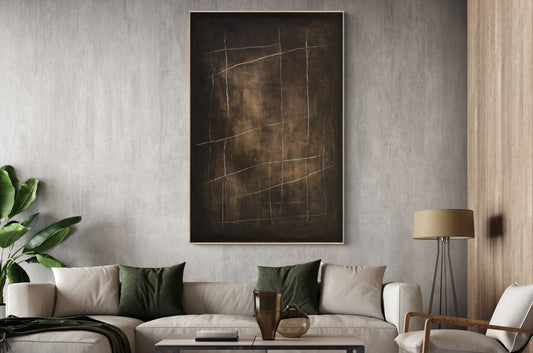Ölgemälde «Dunkle Kratzer» 100 × 150 cm mit Rahmen
