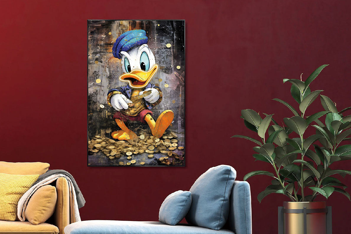 Glasbild «Ente» 80 × 120 cm – mit LED & Rahmen – Ansicht 2