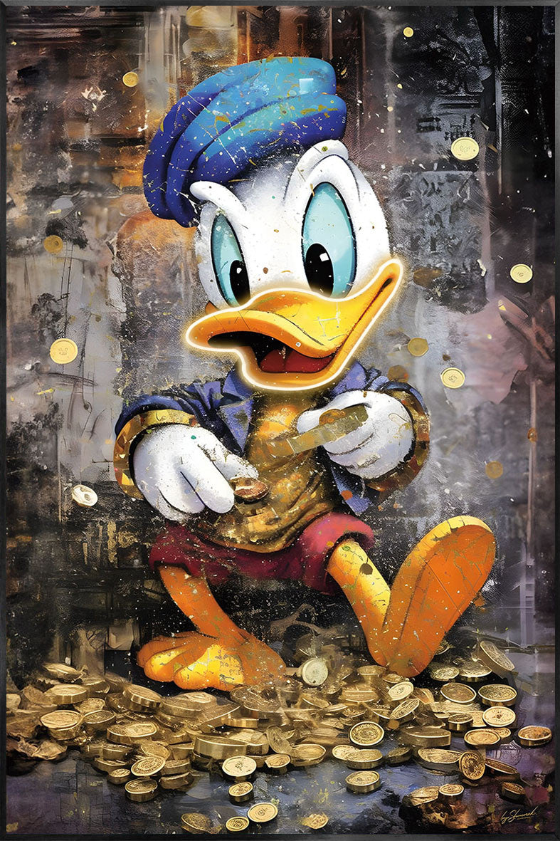 Glasbild «Ente» 80 × 120 cm – mit LED & Rahmen