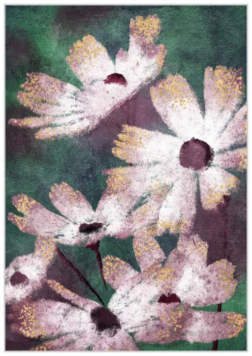 Canvas incl. baklijst 100x140cm Bloemen. Materiaal: canvas+acrylverf