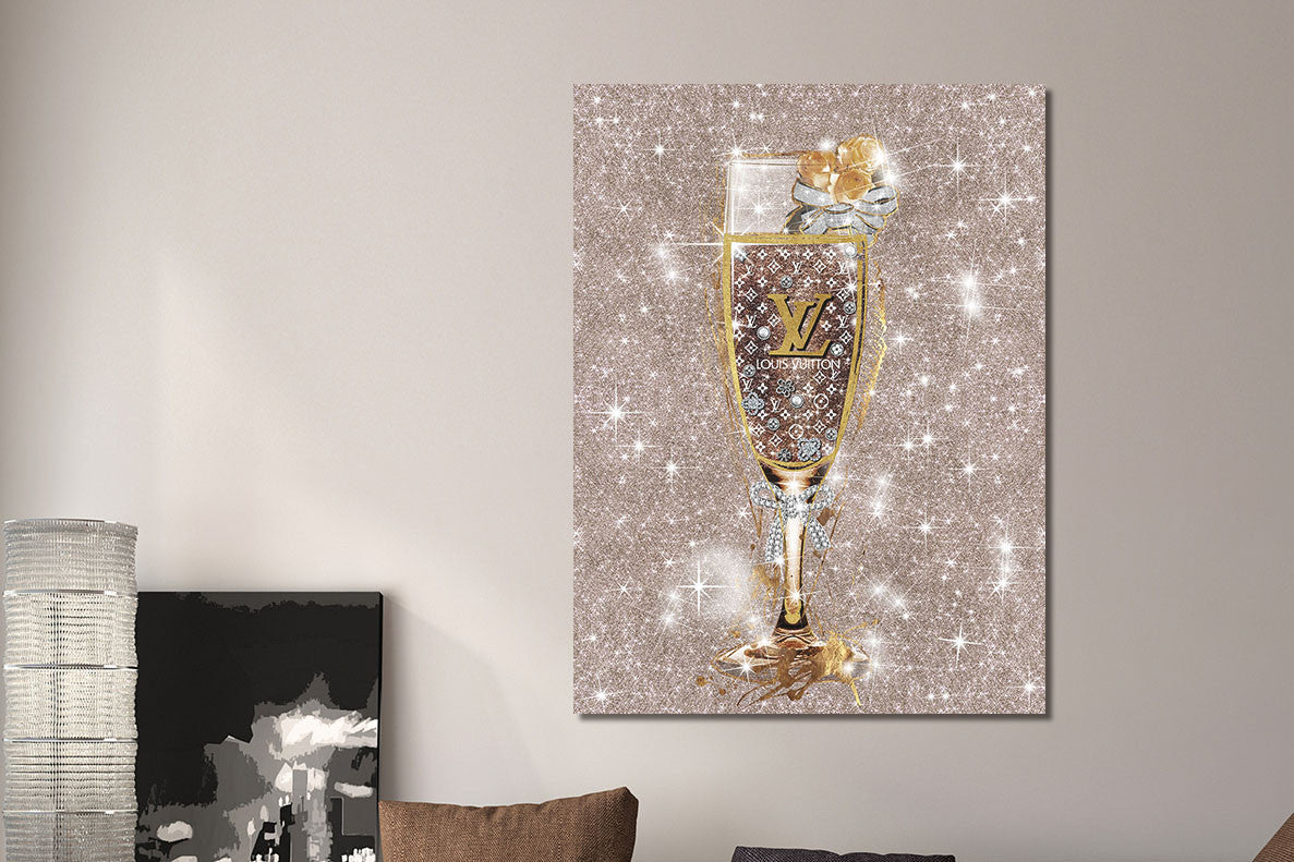 Glasbild mit Goldfolie 60x80cm Pille schwarz