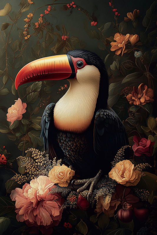 Glasschilderij 80x120cm Toekan links