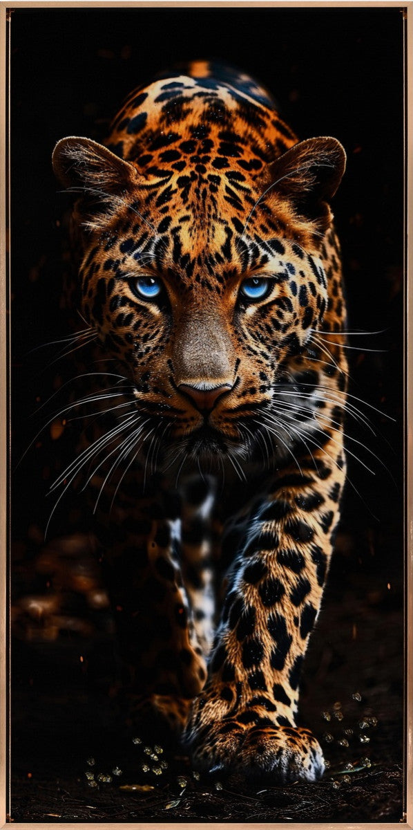 Canvas incl. lijst 43x83cm Glitter & glans finish Panter
