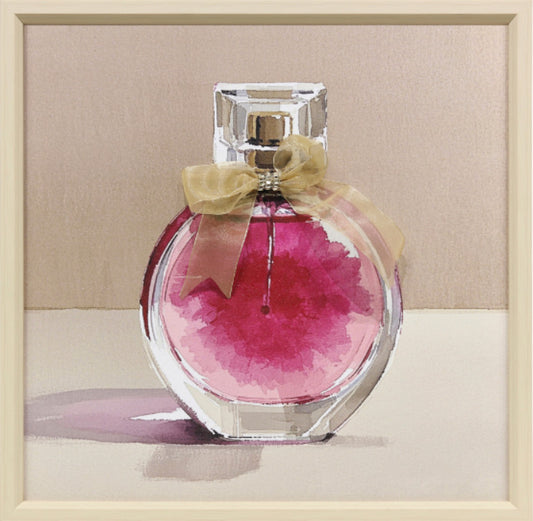Ingelijst schilderij met versiering 40x40cm Roze parfum